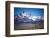 Gauchos Riding Horses and Herding Sheep with Mount Fitz Roy Behind, Patagonia, Argentina-Matthew Williams-Ellis-Framed Photographic Print