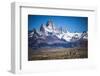 Gauchos Riding Horses and Herding Sheep with Mount Fitz Roy Behind, Patagonia, Argentina-Matthew Williams-Ellis-Framed Photographic Print