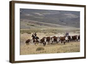 Gauchos with Cattle at the Huechahue Estancia, Patagonia, Argentina, South America-Yadid Levy-Framed Photographic Print