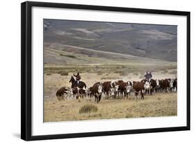 Gauchos with Cattle at the Huechahue Estancia, Patagonia, Argentina, South America-Yadid Levy-Framed Photographic Print