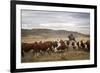 Gauchos with Cattle at the Huechahue Estancia, Patagonia, Argentina, South America-Yadid Levy-Framed Photographic Print