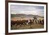 Gauchos with Cattle at the Huechahue Estancia, Patagonia, Argentina, South America-Yadid Levy-Framed Photographic Print