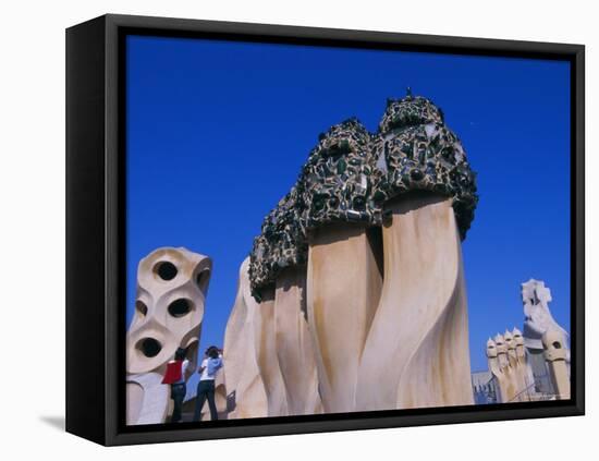 Gaudi Architecture, Casa Mila, La Pedrera House, Catalunya (Catalonia) (Cataluna), Spain-Gavin Hellier-Framed Stretched Canvas