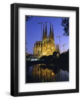 Gaudi Church Architecture, La Sagrada Familia Cathedral at Night, Barcelona, Catalunya, Spain-Gavin Hellier-Framed Photographic Print