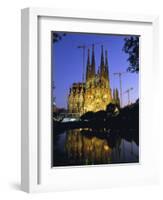 Gaudi Church Architecture, La Sagrada Familia Cathedral at Night, Barcelona, Catalunya, Spain-Gavin Hellier-Framed Photographic Print