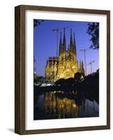 Gaudi Church Architecture, La Sagrada Familia Cathedral at Night, Barcelona, Catalunya, Spain-Gavin Hellier-Framed Photographic Print