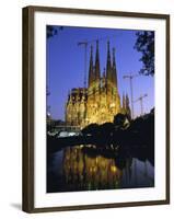 Gaudi Church Architecture, La Sagrada Familia Cathedral at Night, Barcelona, Catalunya, Spain-Gavin Hellier-Framed Photographic Print