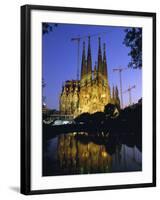 Gaudi Church Architecture, La Sagrada Familia Cathedral at Night, Barcelona, Catalunya, Spain-Gavin Hellier-Framed Photographic Print