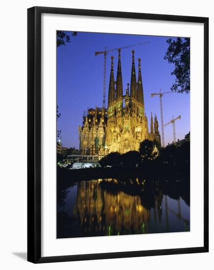 Gaudi Church Architecture, La Sagrada Familia Cathedral at Night, Barcelona, Catalunya, Spain-Gavin Hellier-Framed Photographic Print