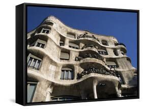 Gaudi's Casa Mila (La Pedrera), Unesco World Heritage Site, Barcelona, Catalonia, Spain-Michael Jenner-Framed Stretched Canvas