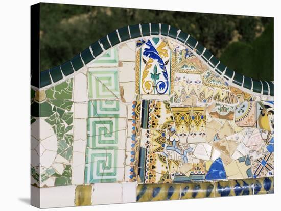 Gaudi's Mosaics, Guell Park, Barcelona, Catalonia, Spain-Peter Scholey-Stretched Canvas