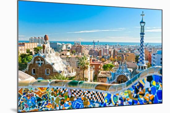 Gaudi's Park Guell Barcelona-null-Mounted Premium Giclee Print