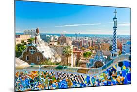 Gaudi's Park Guell Barcelona-null-Mounted Premium Giclee Print