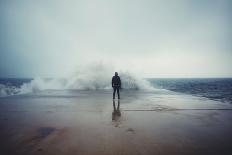 Tilt Shift of Ocean Beach View with Beautiful Waves of Clean Transparent Water and White Sand, High-GaudiLab-Photographic Print