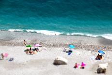 Tilt Shift of Ocean Beach View with Beautiful Waves of Clean Transparent Water and White Sand, High-GaudiLab-Photographic Print