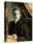 Gauguin Behind an Easel-Paul Gauguin-Stretched Canvas