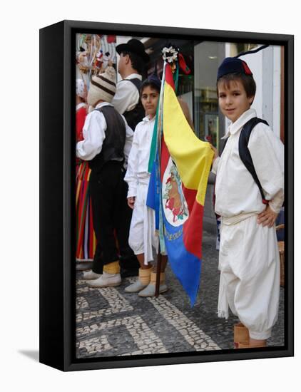 Gaula Boys with Flag, Funchal, Madeira-null-Framed Stretched Canvas