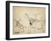 Gaur Hunt, Page from a Manuscript on Elephant Training, Early 20th Century-null-Framed Giclee Print