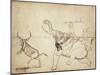 Gaur Hunt, Page from a Manuscript on Elephant Training, Early 20th Century-null-Mounted Giclee Print