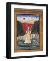 Gauri Ragini, First Wife of Malkos Raga, Folio from a Ragamala (Garland of Melodies)-null-Framed Art Print