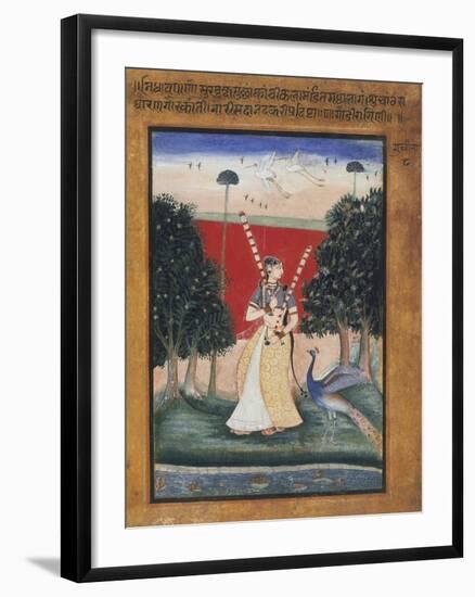 Gauri Ragini, First Wife of Malkos Raga, Folio from a Ragamala (Garland of Melodies)-null-Framed Art Print