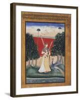 Gauri Ragini, First Wife of Malkos Raga, Folio from a Ragamala (Garland of Melodies)-null-Framed Art Print