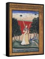 Gauri Ragini, First Wife of Malkos Raga, Folio from a Ragamala (Garland of Melodies)-null-Framed Stretched Canvas