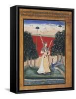 Gauri Ragini, First Wife of Malkos Raga, Folio from a Ragamala (Garland of Melodies)-null-Framed Stretched Canvas