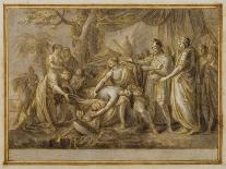 Achilles Lamenting the Death of Patroclus, 1760-63 (Pen and Ink and Wash on Paper)-Gavin Hamilton-Stretched Canvas