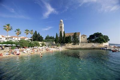 Franciscan Monastery and Beach, Hvar Town, Hvar Island, Dalmatia, Croatia