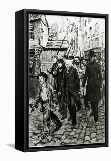 Gavroche Leading a Demonstration, Illustration from Les Miserables by Victor Hugo-Pierre Georges Jeanniot-Framed Stretched Canvas