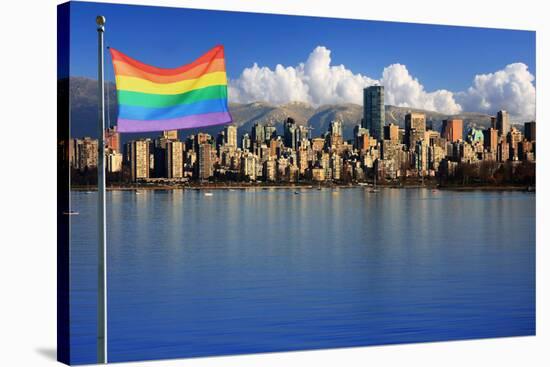 Gay Pride Flag in Beautiful City of Vancouver, Canada.-Hannamariah-Stretched Canvas