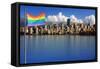 Gay Pride Flag in Beautiful City of Vancouver, Canada.-Hannamariah-Framed Stretched Canvas