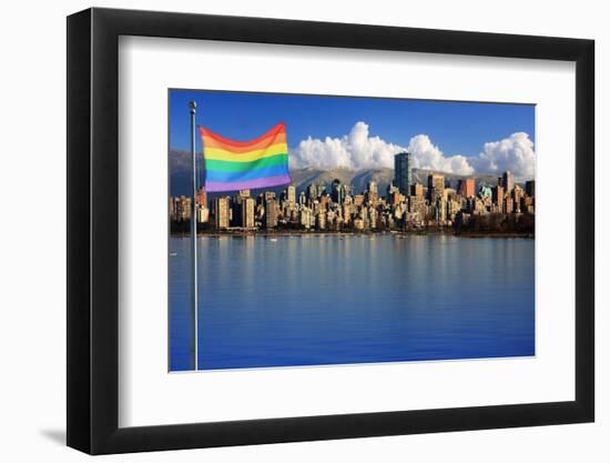 Gay Pride Flag in Beautiful City of Vancouver, Canada.-Hannamariah-Framed Photographic Print