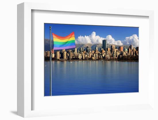 Gay Pride Flag in Beautiful City of Vancouver, Canada.-Hannamariah-Framed Photographic Print