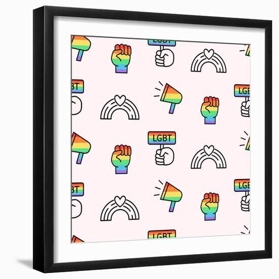 Gay Pride Seamless Pattern, LGBT Rights Background-Artrise-Framed Photographic Print