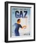 Gaz French Advertising Poster, Hot Water Fast with Gas-null-Framed Giclee Print