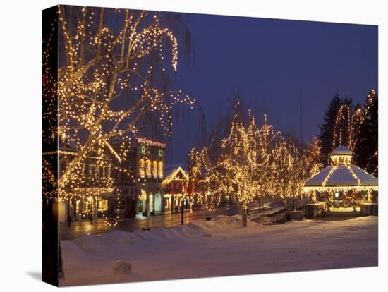 Gazebo and Main Street at Christmas, Leavenworth, Washington, USA-Jamie & Judy Wild-Stretched Canvas