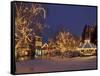 Gazebo and Main Street at Christmas, Leavenworth, Washington, USA-Jamie & Judy Wild-Framed Stretched Canvas