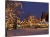 Gazebo and Main Street at Christmas, Leavenworth, Washington, USA-Jamie & Judy Wild-Stretched Canvas