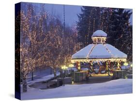 Gazebo and Main Street at Christmas, Leavenworth, Washington, USA-null-Stretched Canvas