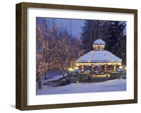 Gazebo and Main Street at Christmas, Leavenworth, Washington, USA-null-Framed Photographic Print