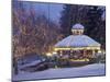 Gazebo and Main Street at Christmas, Leavenworth, Washington, USA-null-Mounted Photographic Print