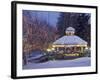 Gazebo and Main Street at Christmas, Leavenworth, Washington, USA-null-Framed Photographic Print