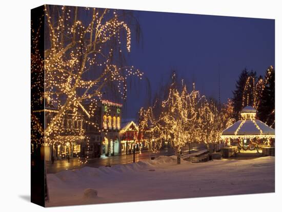 Gazebo and Main Street at Christmas, Leavenworth, Washington, USA-Jamie & Judy Wild-Stretched Canvas