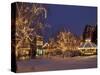 Gazebo and Main Street at Christmas, Leavenworth, Washington, USA-Jamie & Judy Wild-Stretched Canvas