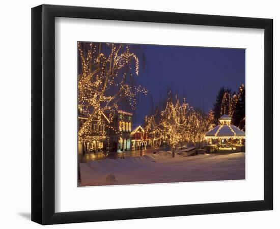 Gazebo and Main Street at Christmas, Leavenworth, Washington, USA-Jamie & Judy Wild-Framed Photographic Print