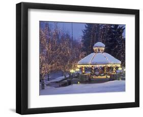 Gazebo and Main Street at Christmas, Leavenworth, Washington, USA-null-Framed Photographic Print