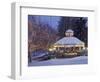 Gazebo and Main Street at Christmas, Leavenworth, Washington, USA-null-Framed Photographic Print