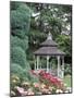 Gazebo and Roses in Bloom at the Woodland Park Zoo Rose Garden, Washington, USA-null-Mounted Photographic Print